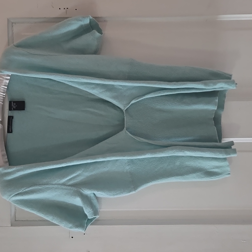 Victorias Secret cashmere SS tie sweater L pale blue - Picture 3 of 5